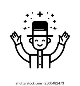 Magician icon or modern line symbol. Vector line art and icon design with bold outline. Black and white Pixel Perfect minimalistic symbol isolated white background. Silhouette simple thin sign