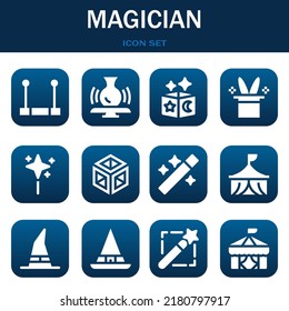 magician icon set. Vector  illustrations related with Trapeze, Potter and Magic