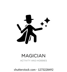 magician icon vector on white background, magician trendy filled icons from Activity and hobbies collection, magician simple element illustration