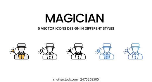Magician icons vector set stock illustration.