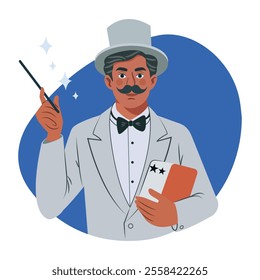 Magician illustration in a flat style 

