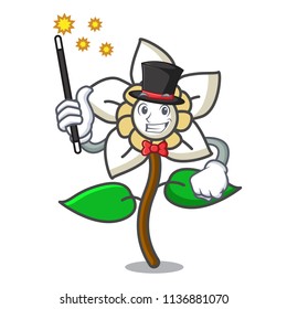 Magician jasmine flower mascot cartoon