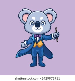 Magician Koala Cute Cartoon Illustration
