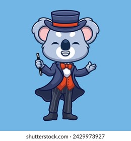 Magician Koala Cute Cartoon Illustration