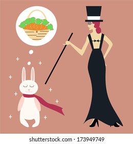 Magician Lady Showing Performance with Bunny