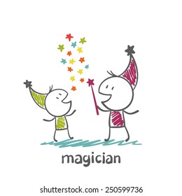magician learns magic illustration