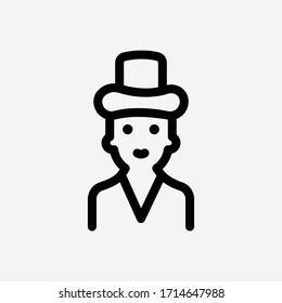 Magician Line Icon On White Background