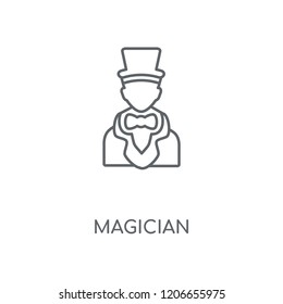 Magician linear icon. Magician concept stroke symbol design. Thin graphic elements vector illustration, outline pattern on a white background, eps 10.