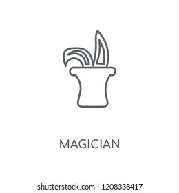 Magician linear icon. Magician concept stroke symbol design. Thin graphic elements vector illustration, outline pattern on a white background, eps 10.