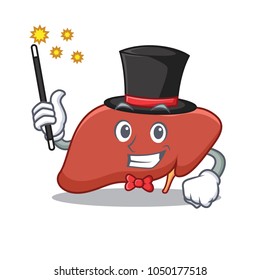 Magician liver mascot cartoon style