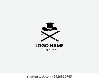 Magician logo design vector. Wizard. Magic. Magician hat. Gentleman. Creative. Magician vintage logo. Business. Black. Hat vector.