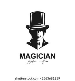 magician logo vector icon illustration design. logo suitable for emblem, badge, community and entertainment industry