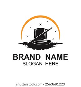 magician logo vector icon illustration design. logo suitable for emblem, badge, community and entertainment industry