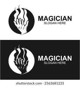 magician logo vector icon illustration design. logo suitable for emblem, badge, community and entertainment industry