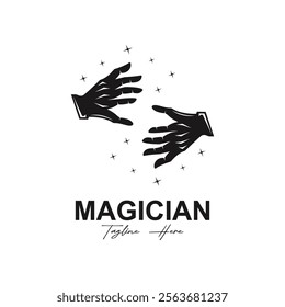 magician logo vector icon illustration design. logo suitable for emblem, badge, community and entertainment industry