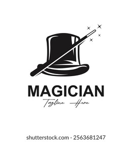 magician logo vector icon illustration design. logo suitable for emblem, badge, community and entertainment industry