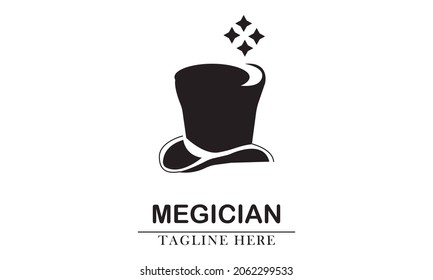 magician long hat and four stars above, great for magic icon logo