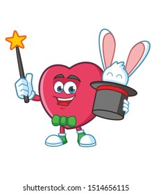 magician love symbol mascot character vector