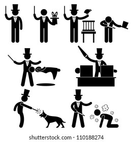 Magician Magic Show Icon Symbol Sign Pictogram