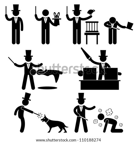 Magician Magic Show Icon Symbol Sign Pictogram