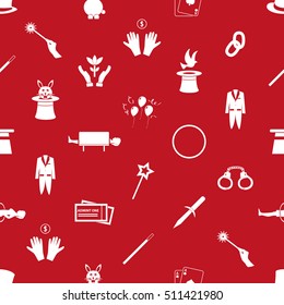 magician and magic theme set of icons seamless red pattern eps10