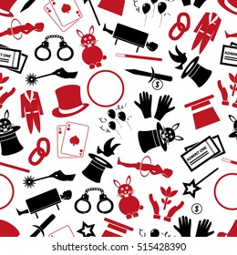 magician and magic theme set of icons seamless pattern eps10