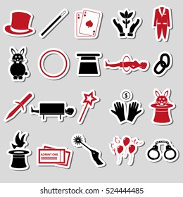 magician and magic theme set of stickers eps10