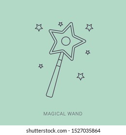 Magician or magic wane filter with sparks flat vector icon