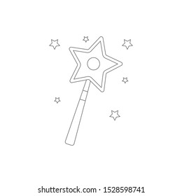 Magician or magic wane filter with sparks flat vector icon