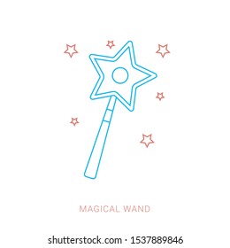Magician or magic wane filter with sparks flat vector icon