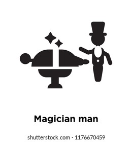 Magician man icon vector isolated on white background, logo concept of Magician man sign on transparent background, filled black symbol