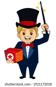 magician mascot cartoon in vector