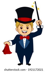 magician mascot cartoon in vector