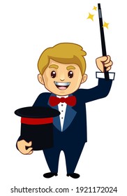 magician mascot cartoon in vector