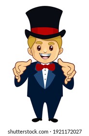 magician mascot cartoon in vector