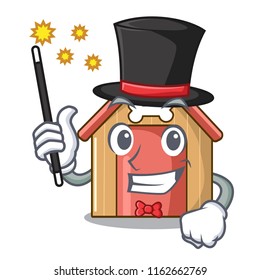 Magician mascot dog house of wood home