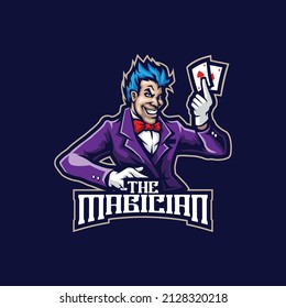 Magician mascot logo design vector with concept style for badge, emblem and t shirt printing. Smart magician illustration.