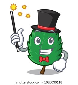 Magician mint leaves mascot cartoon