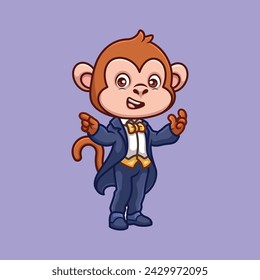 Magician Monkey Cute Cartoon Illustration