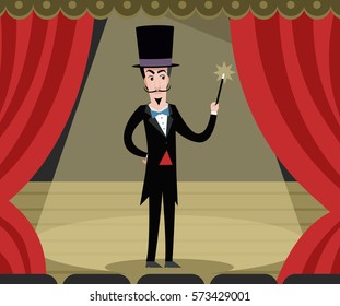 magician on theater stage show