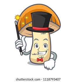 Magician orange cap boletus mushroom mascot cartoon