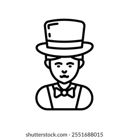 Magician Outline Icon, Vector illustration