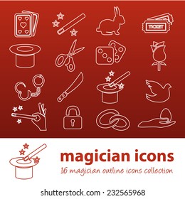 magician outline icons