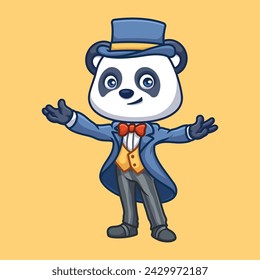 Magician Panda Cute Cartoon Illustration