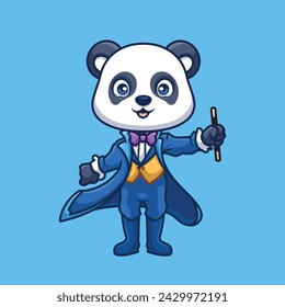 Magician Panda Cute Cartoon Illustration