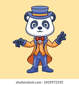 Magician Panda Cute Cartoon Illustration