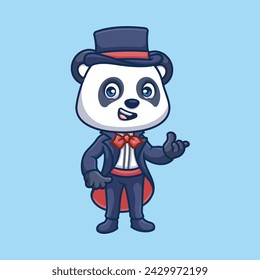 Magician Panda Cute Cartoon Illustration