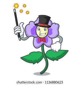 Magician pansy flower mascot cartoon