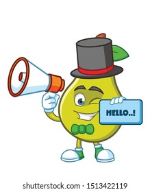 magician pear mascot character vector design