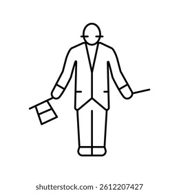 magician performance line icon vector. magician performance sign. isolated contour symbol black illustration